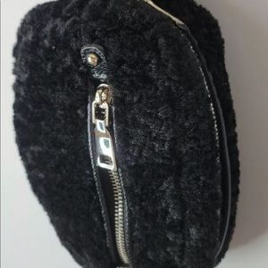 Black furry Fanny pack